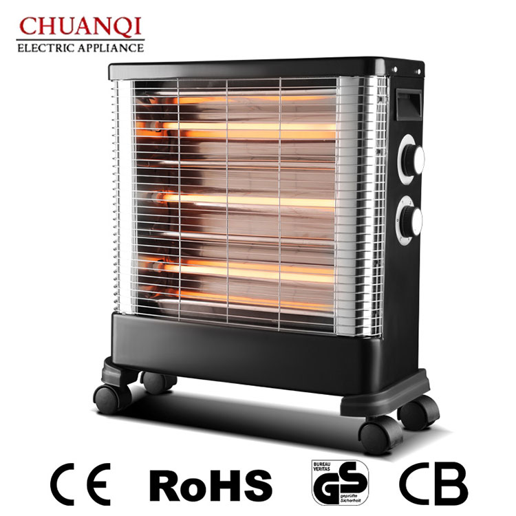 Calentador de cuarzo de 2400W y 4 tubos con termostato